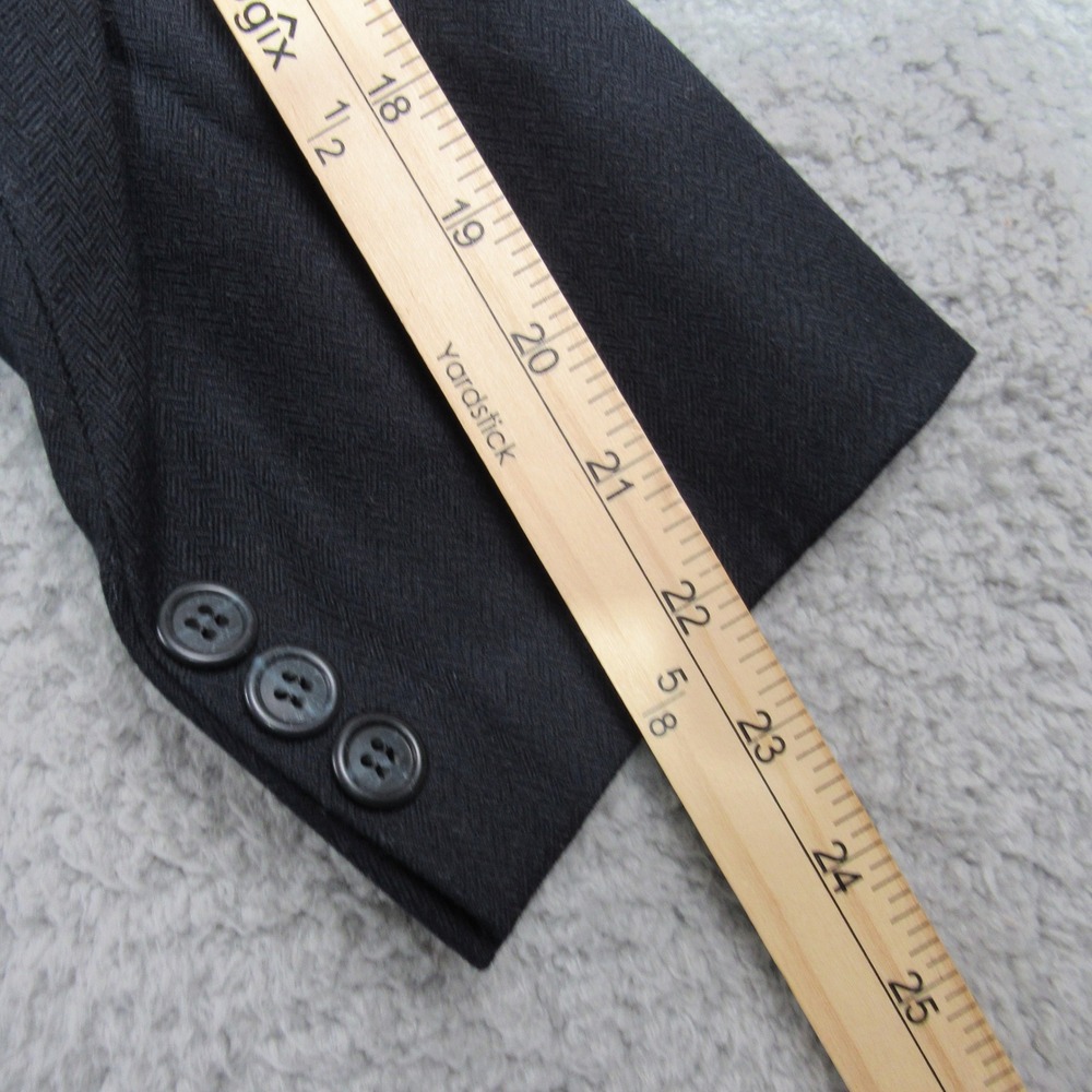 Adolfo Mens Black Pure Wool Herringbone Blazer Sport Coat Two Button Made in USA - Picture 9 of 10